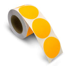 3" Circle Stickers, 500 Permanent Labels, Orange Fluorescent, 3" Core