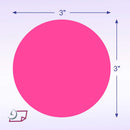3" Circle Stickers, 500 Permanent Labels, Pink Fluorescent, 3" Core