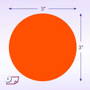 3" Circle Stickers, 500 Permanent Labels, Red Fluorescent, 3" Core