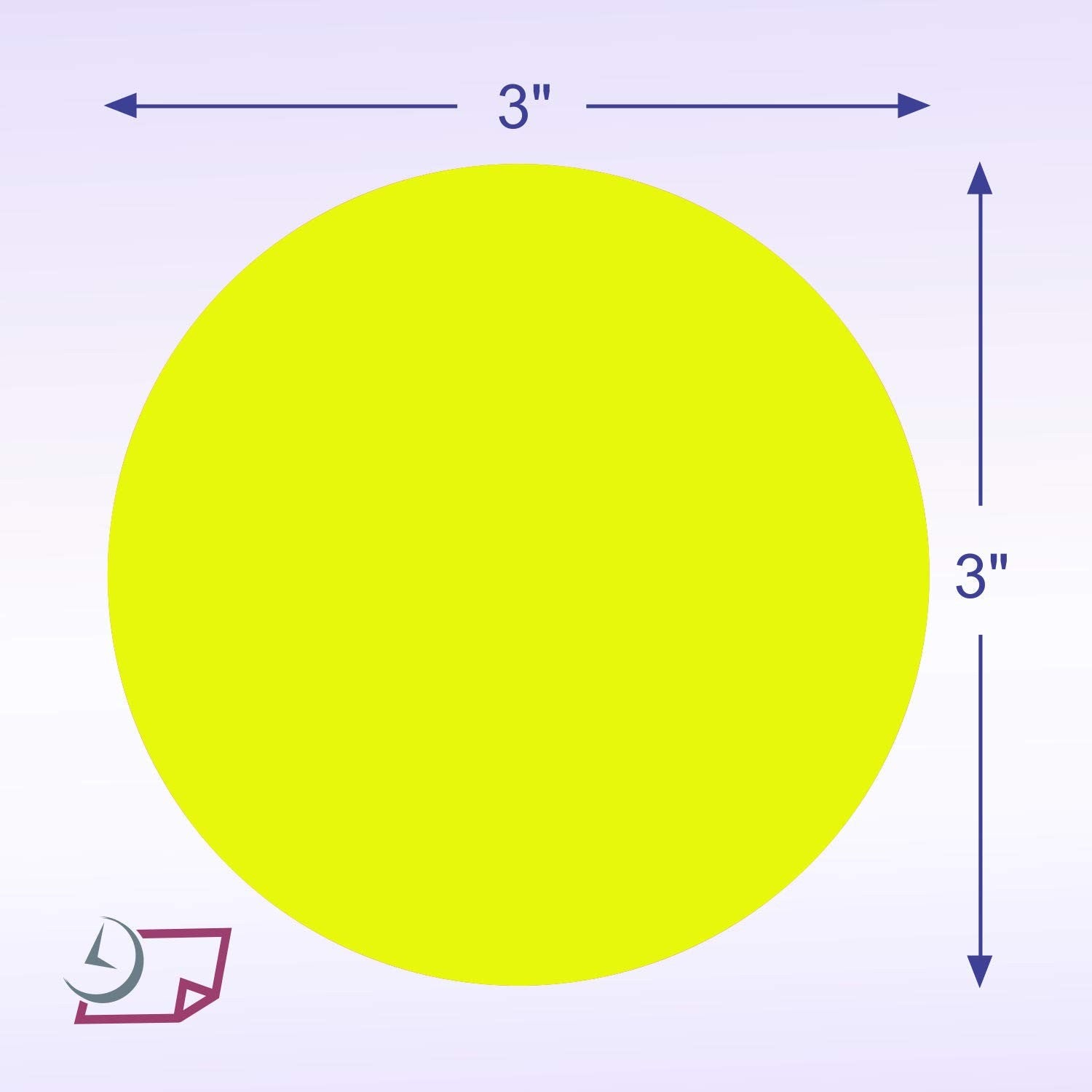 3" Circle Stickers, 500 Permanent Labels, Yellow Fluorescent, 3" Core
