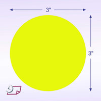 3" Circle Stickers, 500 Permanent Labels, Yellow Fluorescent, 3" Core