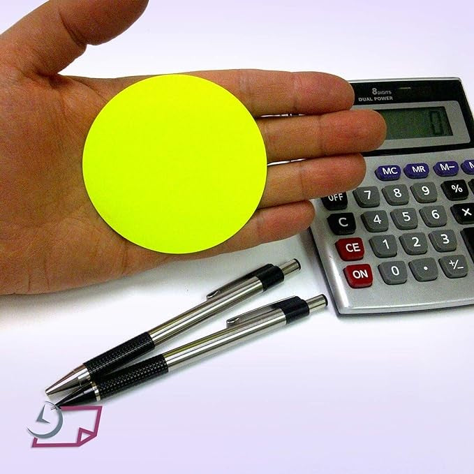 3" Circle Stickers, 500 Permanent Labels, Yellow Fluorescent, 3" Core