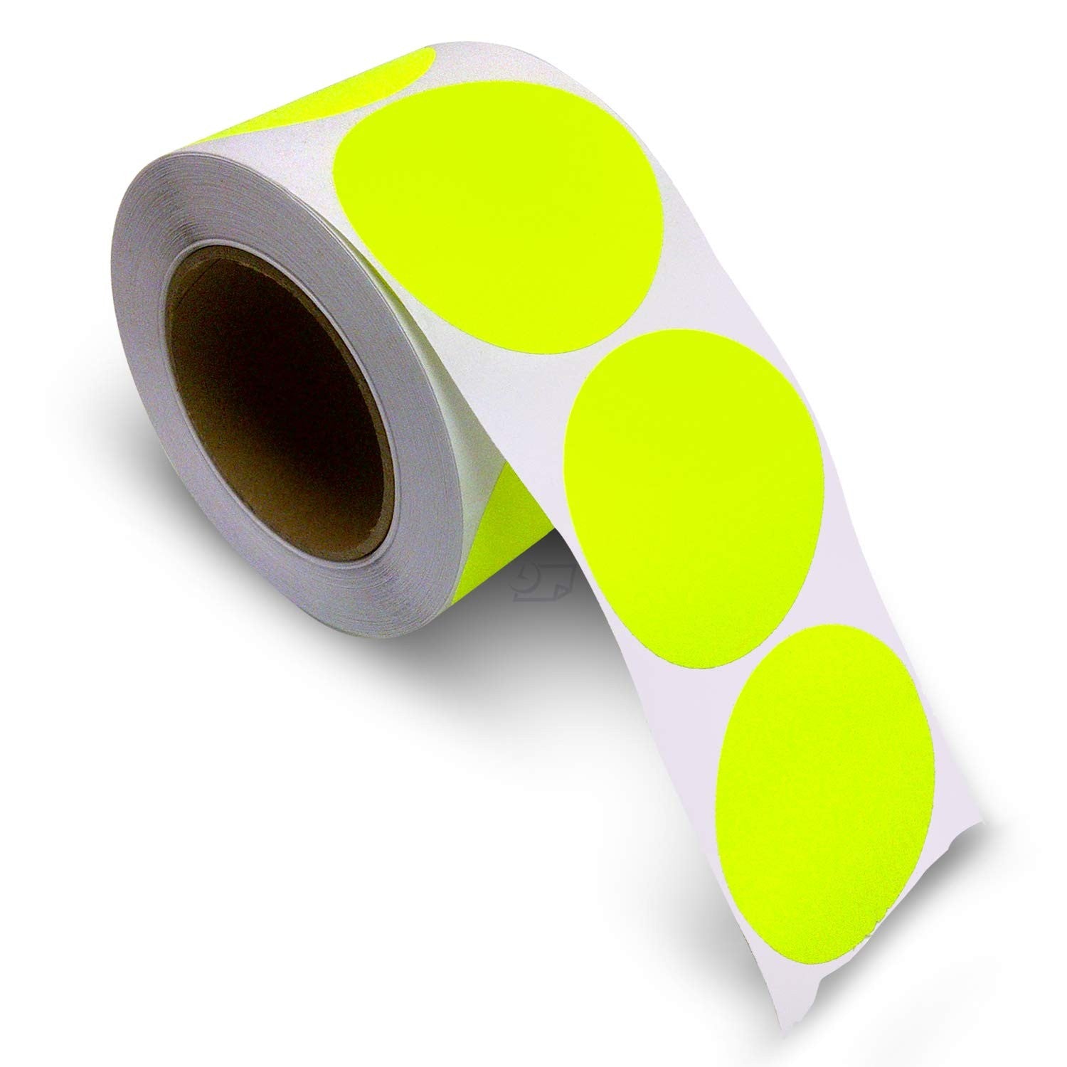 3" Circle Stickers, 500 Permanent Labels, Yellow Fluorescent, 3" Core