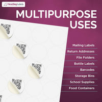 8-1/2" x 11" White Laser Labels, 20 Labels per Sheet, 2" Round.