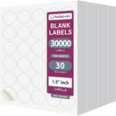 8-1/2" x 11" White Laser Labels, 30 Labels per Sheet, 1.5" Round