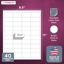 8-1/2" x 11" White Laser Labels, 40 Labels per Sheet, 2" x 1"
