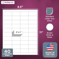 8-1/2" x 11" White Laser Labels, 40 Labels per Sheet, 2" x 1"