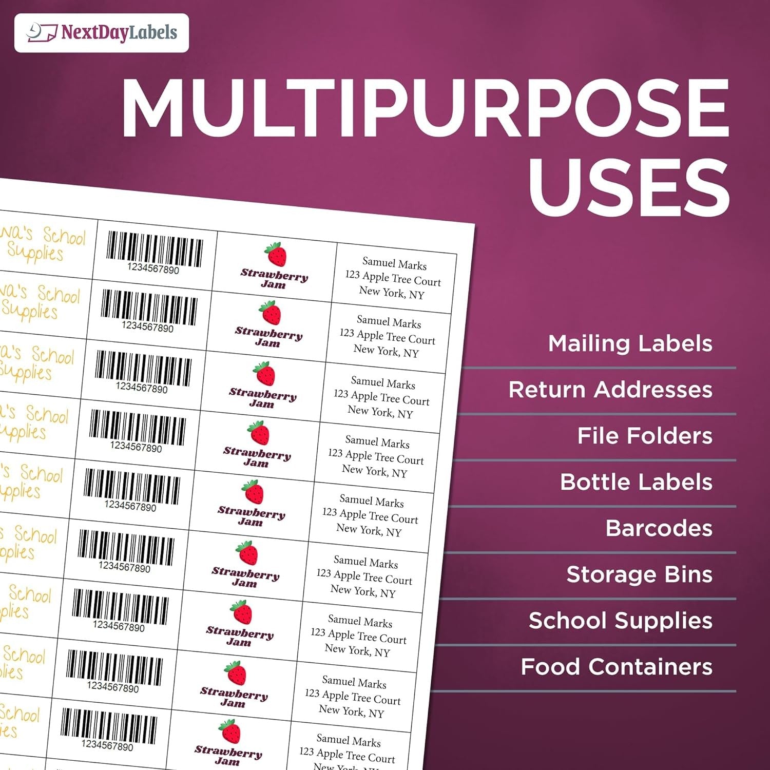 8-1/2" x 11" White Laser Labels, 40 Labels per Sheet, 2" x 1"