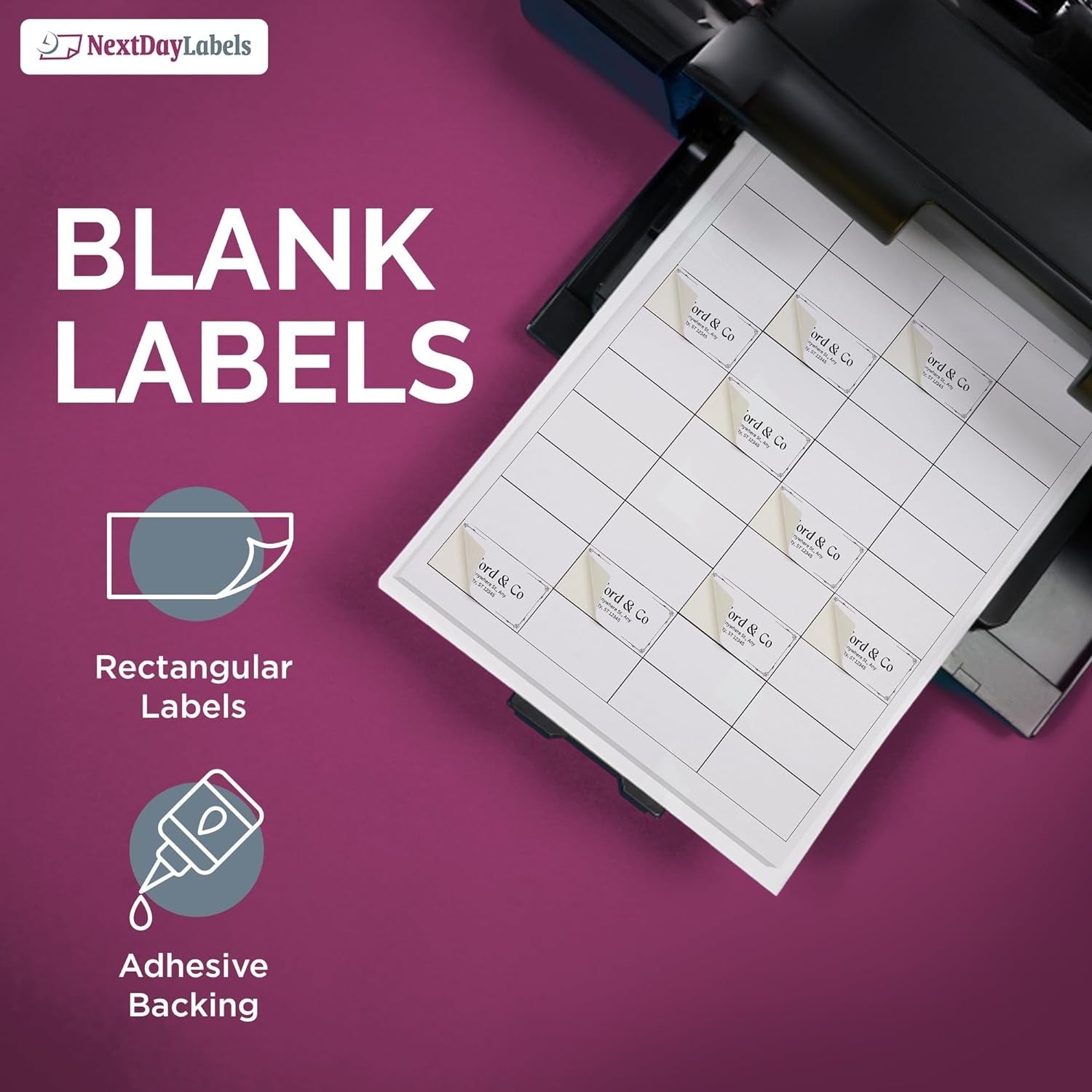 8-1/2" x 11" White Laser Labels, 40 Labels per Sheet, 2" x 1"