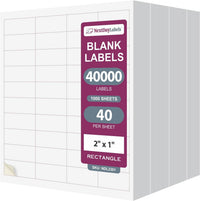 8-1/2" x 11" White Laser Labels, 40 Labels per Sheet, 2" x 1"