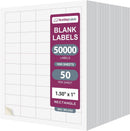 8-1/2" x 11" White Laser Labels, 50 Labels per Sheet, 1-1/2" x 1"