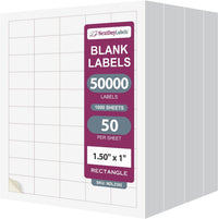 8-1/2" x 11" White Laser Labels, 50 Labels per Sheet, 1-1/2" x 1"