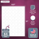 8-1/2" x 11" White Laser Labels, 63 Labels per Sheet, 1" Round