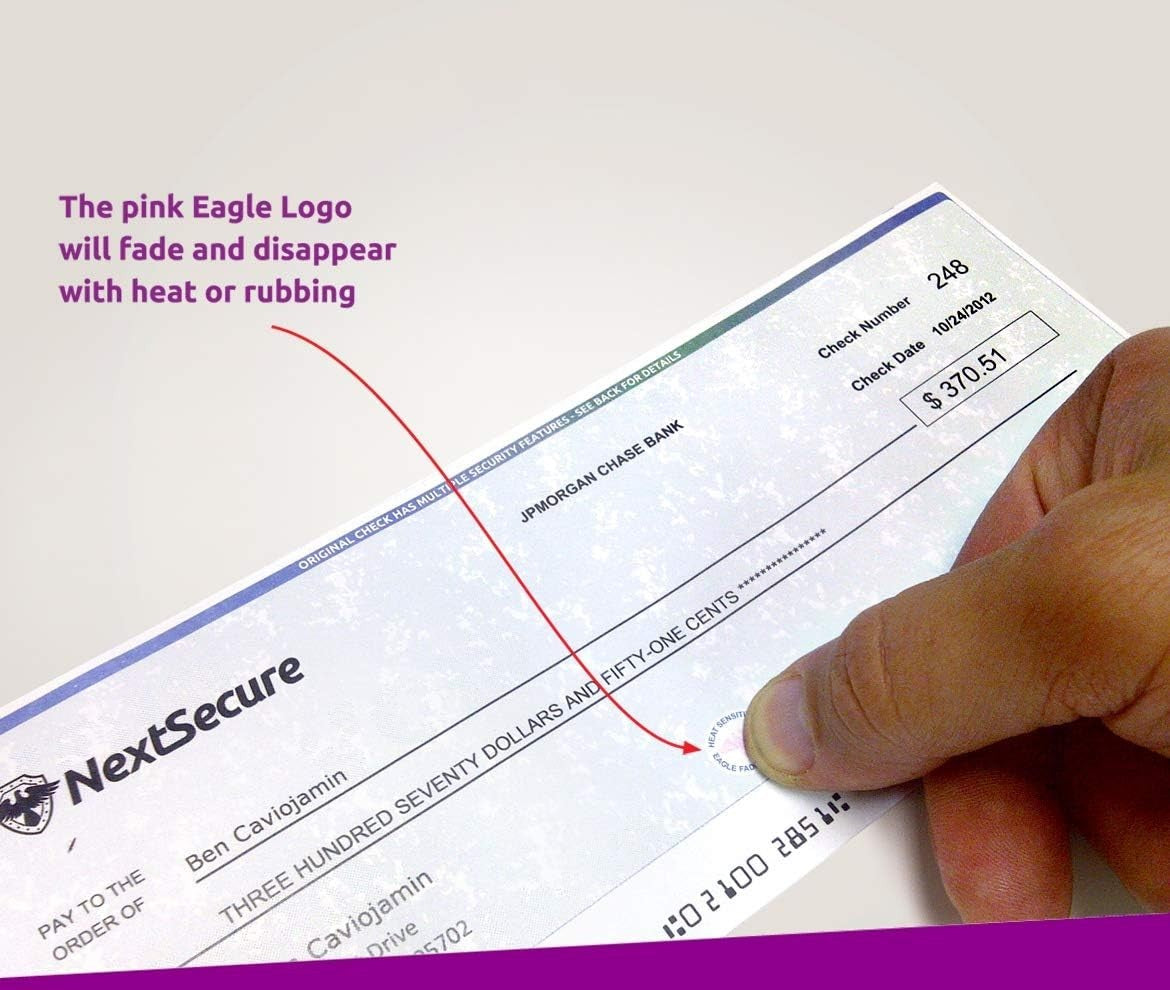NextSecure Blank Laser Check, Blue, Check on Bottom