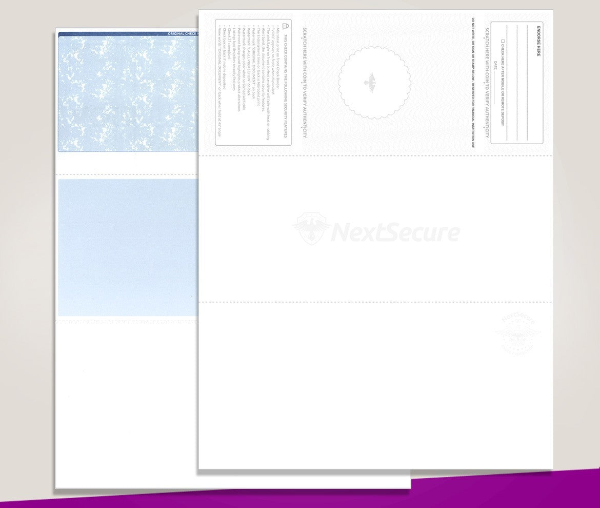 NextSecure Blank Laser Check, Blue, Check on Top