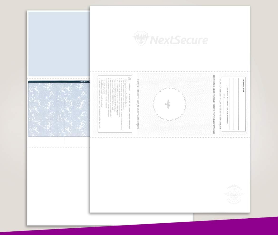 NextSecure Blank Laser Check, Blue, Check in Middle