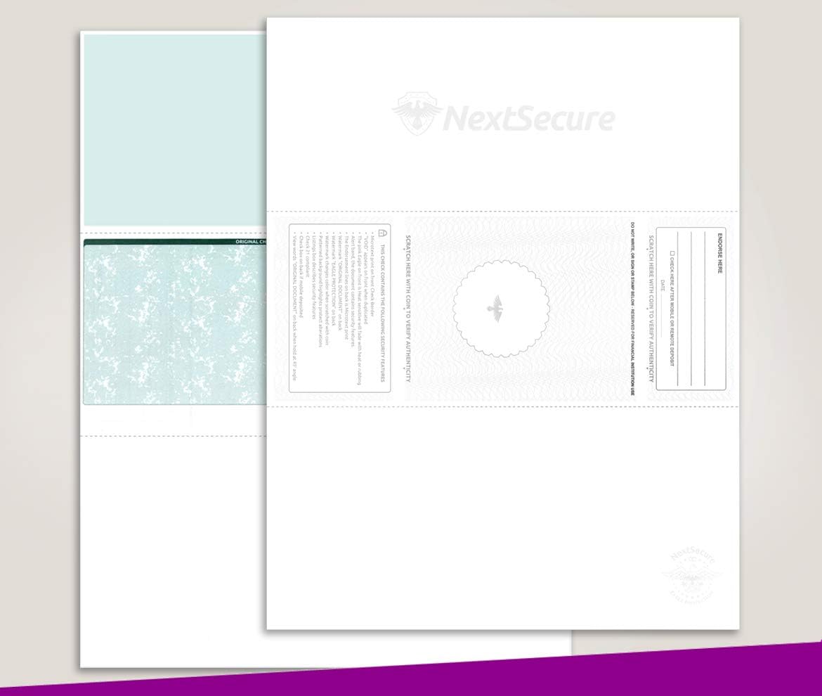 NextSecure Blank Laser Check, Green, Check in Middle