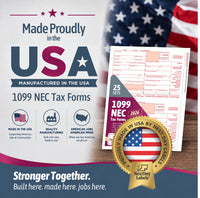 "New" 1099-NEC Forms for 2026, 4-Part  Tax Forms,  vendor kit of 25 Forms & Envelopes.