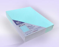 8-1/2 x 11" 100# Tag Laser Cards, 4 Up, 1 Horizontal perf & 1 Vertical Perf at the Center, Blue