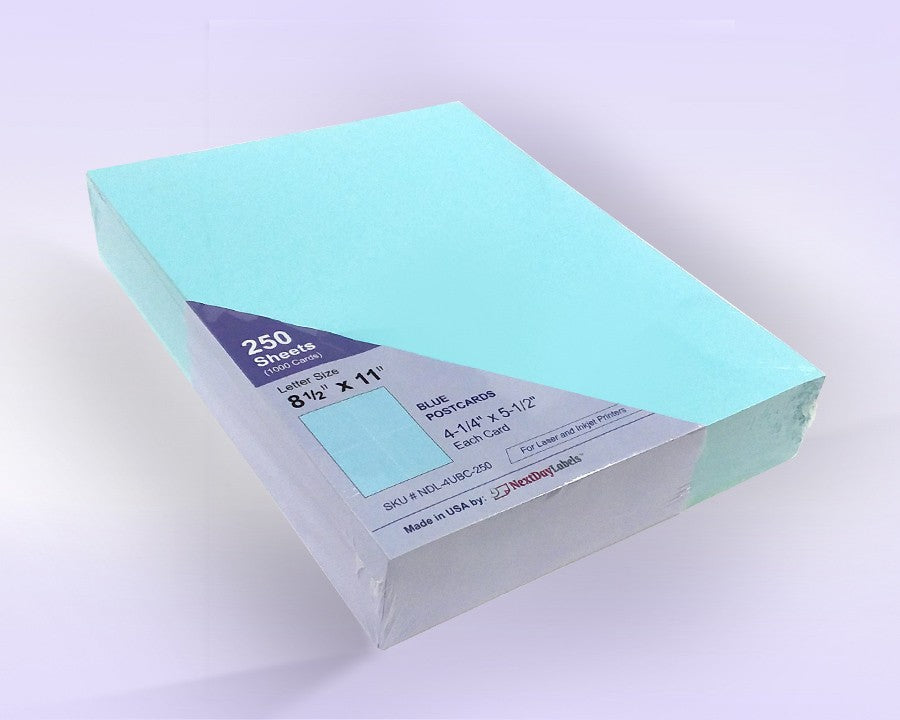 8-1/2 x11 Laser Cards 4 Up - Blue