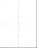 8-1/2 x 11" 24# Laser cut sheet, 1 Horizontal perf & 1 Vertical Perf at the Center, White