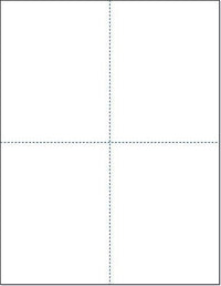 8-1/2 x 11" 24# Laser cut sheet, 1 Horizontal perf & 1 Vertical Perf at the Center, White