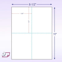 8-1/2 x 11" Sheet with 1 vert. perf  in 1 Horizontal perf @ the center
