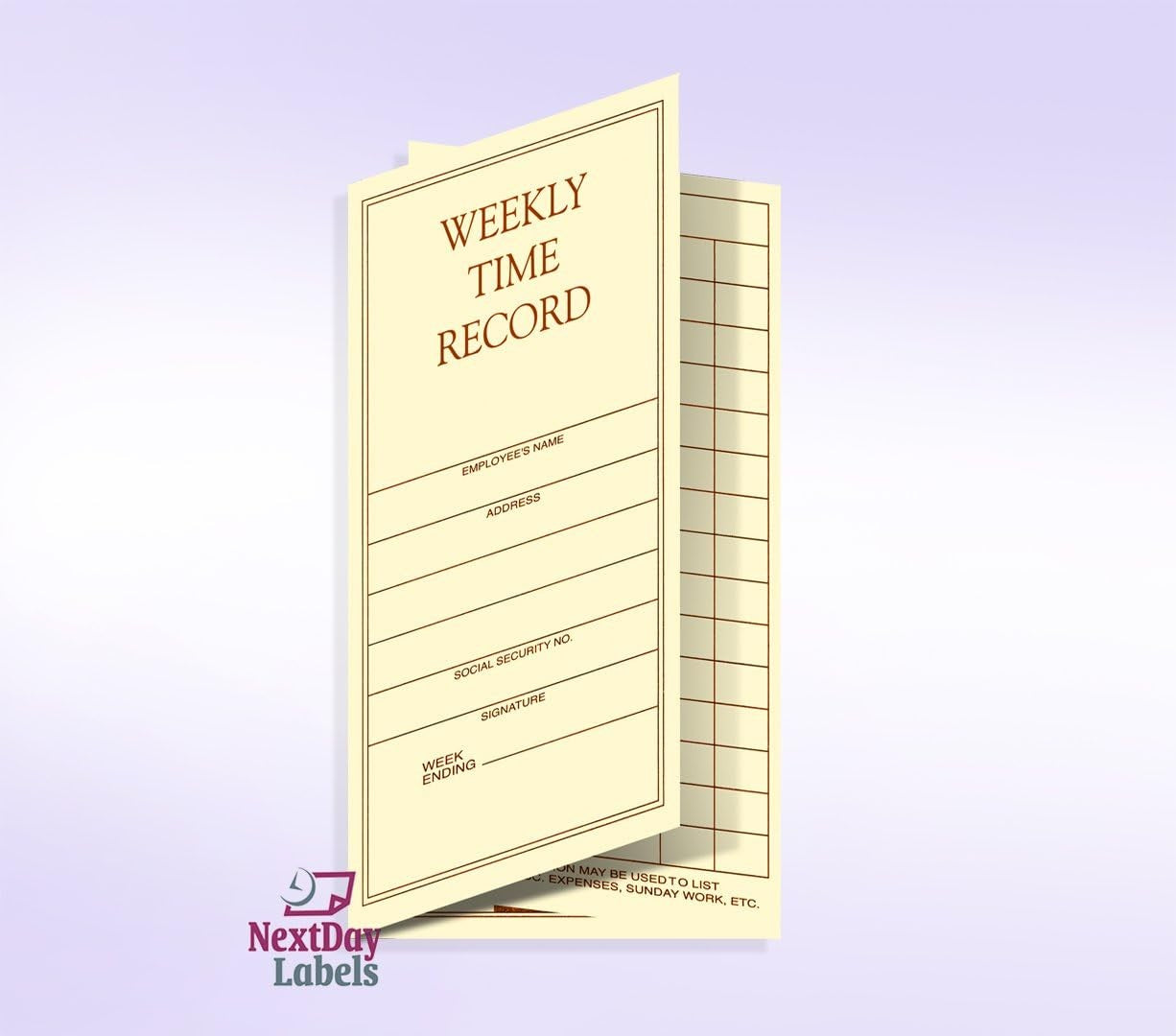 Pocket Size Weekly Time Cards, 8 x 5", Manila