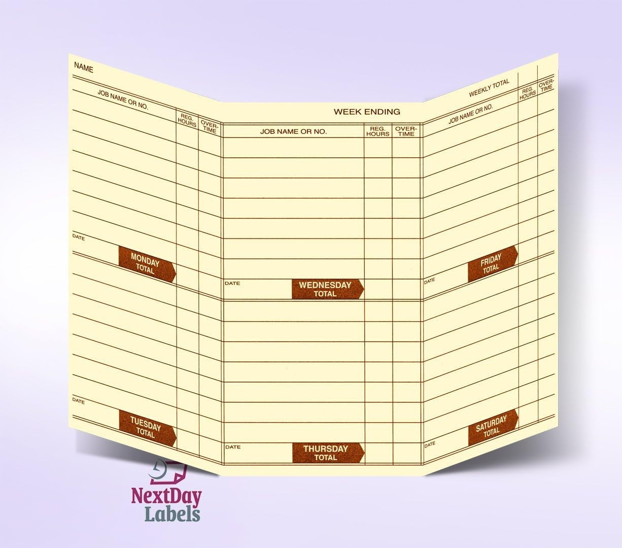 Pocket Size Weekly Time Cards, 8 x 5", Manila