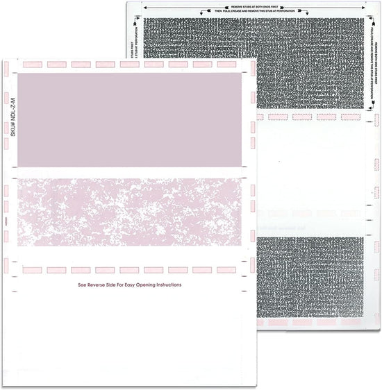 8 1/2″ x 11″ Pressure Seal Security Check Form with Maroon Void, Z Fold