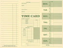 Weekly Time Card, Tag Stock, 10 3/8 X 7 3/4"