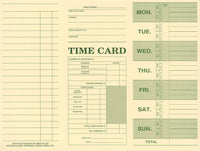 Weekly Time Card, Tag Stock, 10-3/8" x 7-3/4"