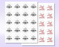 8-1/2" x 11" 20 Labels per Sheet 2" Round