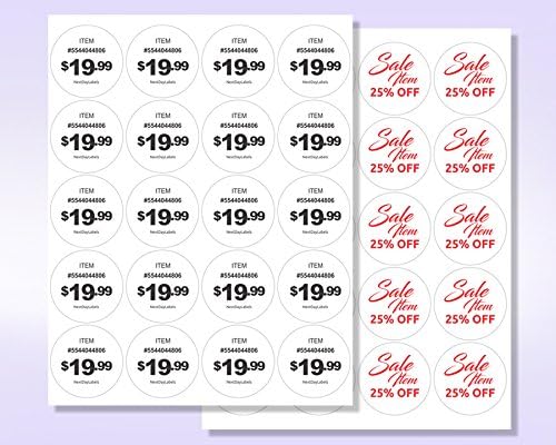 8-1/2" x 11" 20 Labels per Sheet 2" Round