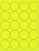 8-1/2" x 11" Yellow Fluorescent 20 Labels per Sheet 2" Round