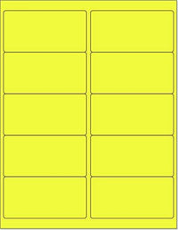 8-1/2" x 11" Yellow Fluorescent 10 Labels per Sheet 4 x 2