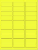 8-1/2" x 11" Yellow Fluorescent 30 Labels per Sheet 1" x 2-5/8"