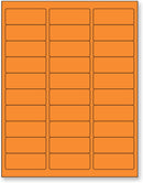8-1/2" x 11" Orange Fluorescent 30 Labels per Sheet 1" x 2-5/8"