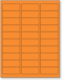 8-1/2" x 11" Orange Fluorescent 30 Labels per Sheet 1" x 2-5/8"