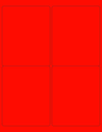 8-1/2" x 11" Red Fluorescent 4 Labels per Sheet 4 x 5