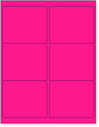8-1/2" x 11" Pink Fluorescent 6 Labels per Sheet 4 x 3-1/3