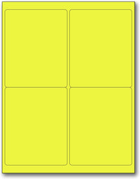 8-1/2" x 11" Yellow Fluorescent 4 Labels per Sheet 4 x 5