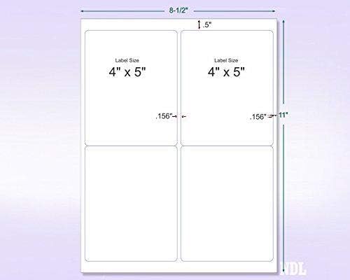 8-1/2" x 11" Yellow Fluorescent 4 Labels per Sheet 4 x 5