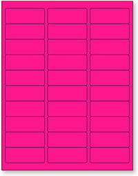8-1/2" x 11" Pink Fluorescent 30 Labels per Sheet 1" x 2-5/8"