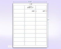 8-1/2" x 11" Pink Fluorescent 30 Labels per Sheet 1" x 2-5/8"