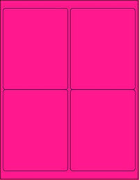 8-1/2" x 11" Fluorescent Pink 4 Labels per Sheet 4 x 5