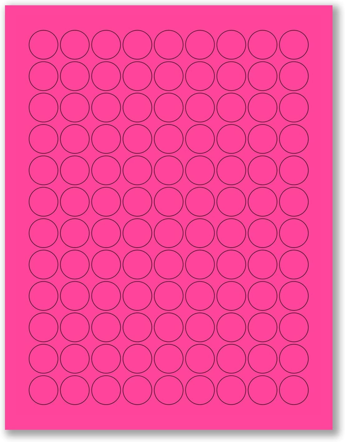 8-1/2" x 11" Pink Fluorescent 108 Labels per Sheet 3/4" Round