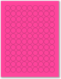 8-1/2" x 11" Pink Fluorescent 108 Labels per Sheet 3/4" Round