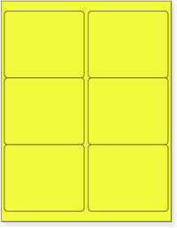 8-1/2" x 11" Yellow Fluorescent 6 Labels per Sheet 4 x 3-1/3