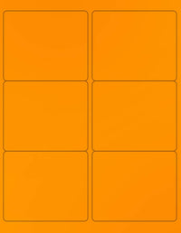 8-1/2" x 11" Orange Fluorescent 6 Labels per Sheet 4 x 3-1/3"